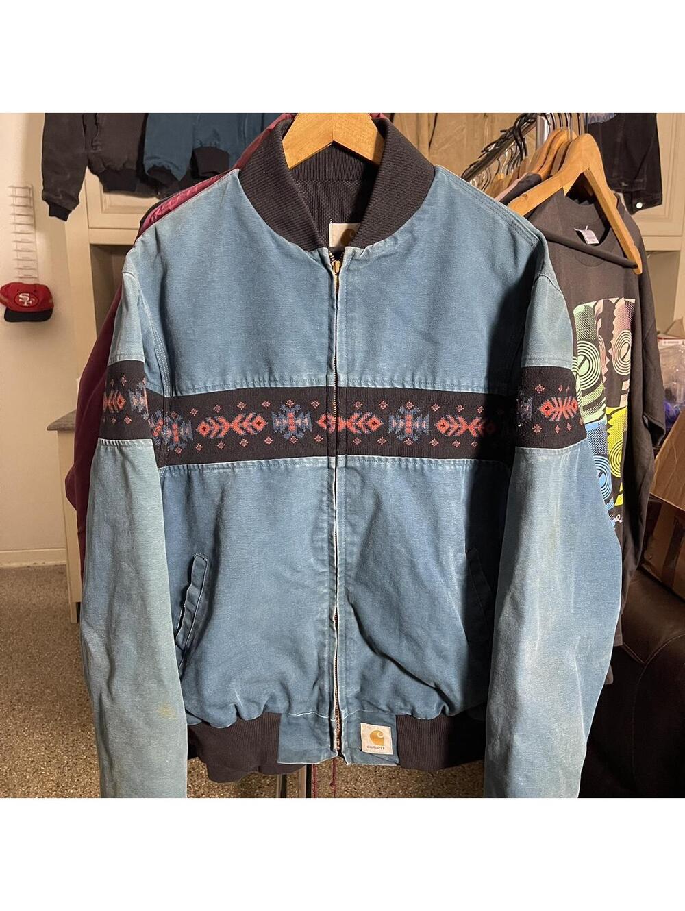 90s Faded Carhartt Aztec Santa Fe Jacket Aqua